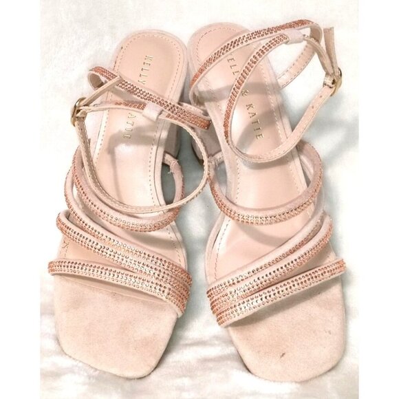 Kelly & Katie 7.5M Strappy Block Heel Sandals With Rhinestones - Picture 2 of 9